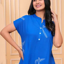 BAESD Printed Mandarin Collar Night Suit image 4