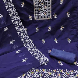 Maroosh Floral Emboidered Thread Work Unstitched Dress Material image 3