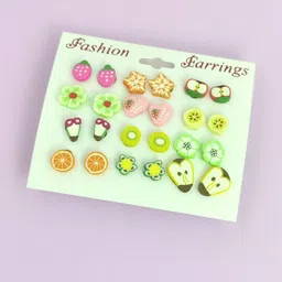 Honbon Set of 12 & Multi Plastic Earrings-picture-25