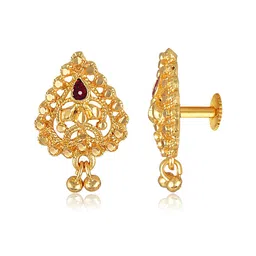 DIVASTRI Gold-Plated Contemporary Artificial Stones Studded Drop Earrings image 4