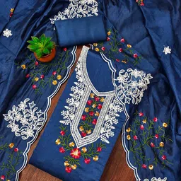 DIVASTRI Floral Embroidered Unstitched Dress Material-picture-36