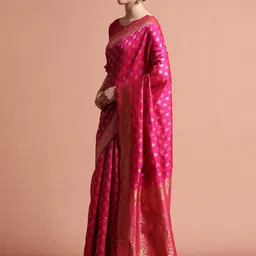 Desi Fusion Ethnic Motifs Woven Design Zari Banarasi Saree image 4