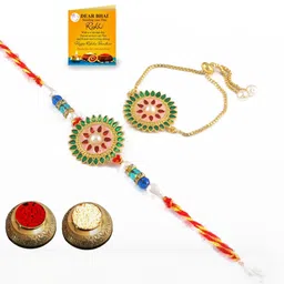 Tanusha Jewels Bhaiya Bhabhi Multicoloured Rakhi Gift Set-picture-24