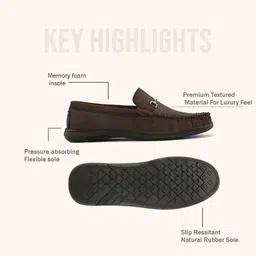 HERE&NOW Men Textured Lightweight Nubuck Horsebit Loafers image 5