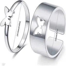 J.S ENTERPRISES Unisex Set of 2 Stainless Steel Butterfly Finger Rings image 2