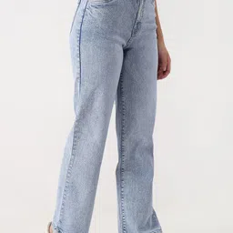 Kraus Jeans Women Straight Fit High-Rise Low Distress Heavy Fade Jeans image 2