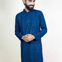 KUNDALI KAKSHAY Men Ethnic Motifs Embroidered Thread Work Kurta image 3