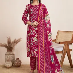 Women Basket Women Floral Printed Regular Kurta with Trousers & With Dupatta-picture-44