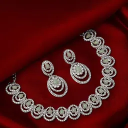 Atasi International Rhodium-Plate American Diamond Stone Studded Jewellery Set-picture-21