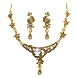 Women Click Gold-Plated Artificial Stones Studded Jewellery Set-picture-36