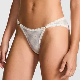 Victoria's Secret PINK Checked Cotton Lace-Trim Low-Rise Brief-picture-30