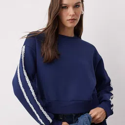 Trendyol Women Solid Lace Inserts Sweatshirt-image-75