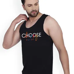 SLOWLORIS Pack Of 2 Printed Round Neck Sleeveless Bio-Wash Cotton Gym Vests image 5