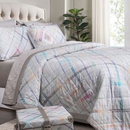 MASPAR Grey Geometric Cotton 8 Piece Double King Regular Bedding Set-picture-30