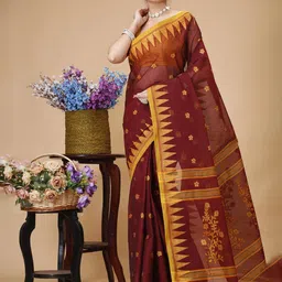 SLAGHA Woven Design Zari Pure Cotton Taant Saree-image-8