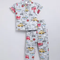 NAUTI KIDZ Boys Printed Pure Cotton Shirt Collar Night suit-picture-22