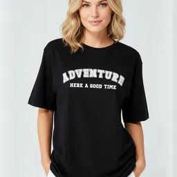 Calm Down Typography Printed Short Sleeves Oversized Cotton T-shirt-picture-15