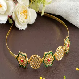 Anouk Gold-Plated Artificial Stones Studded Sheeshphool Head Jewellery image 1