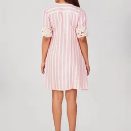 Bindigasm Striped Puff Sleeve A-Line Dress image 4