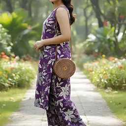 BEEGET FASHION Floral Printed Square Neck Straight Kurta With Palazzos image 3