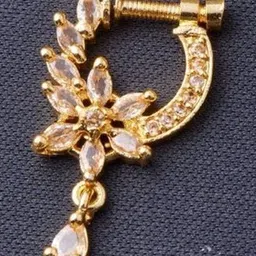 GC PREMIUM JEWELLERY Gold-Plated Cubic Zirconia Studded Ring Nosepin image 4