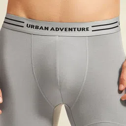 URBAN ADVENTURE Men Pack Of 2 Mid-Rise Moisture Wicking Trunks 2UAM-015(BLK-LT GRY) image 2