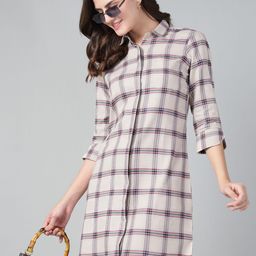 Hancock Checked Slit Sleeve Formal Shirt Dress-picture-33