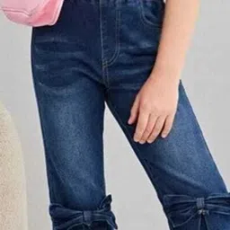 I NAINA DRESSES Girls Bootcut Pleated Mid-Rise Light Fade Stretchable Jeans image 2