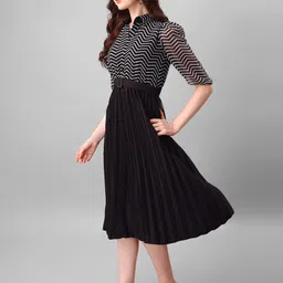 Jash Creation Striped Applique Georgette Fit & Flare Maxi Dress image 4