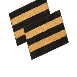 Homefab India Set Of 2 Coffee Brown & Beige Stripe 1000 GSM Anti-Skid Rectangular Bath Rugs image 5