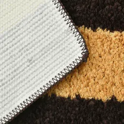 Homefab India Set Of 2 Coffee Brown & Beige Stripe 1000 GSM Anti-Skid Rectangular Bath Rugs image 2