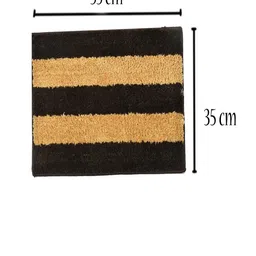 Homefab India Set Of 2 Coffee Brown & Beige Stripe 1000 GSM Anti-Skid Rectangular Bath Rugs image 4