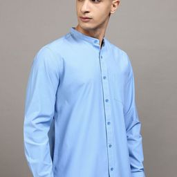 HIGHLANDER Men Solid Mandarin Collar Slim Fit Casual Shirt-picture-16
