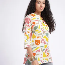 Anouk Rustic Geometric Printed Mandarin Collar Straight Kurti image 4