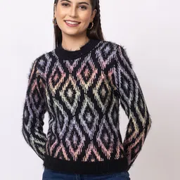 GFO Women Geometric Printed Woollen Sweaters-image-54