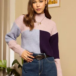 Berrylush Women Colourblocked Pullover-image-4