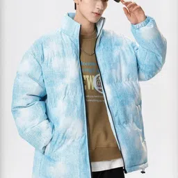 HERE&NOW Men Mock Collar Colourblocked Puffer Jacket image 2