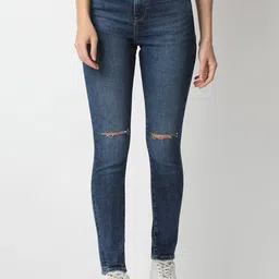SPYKAR Women Slim Fit High-Rise Slash Knee Light Fade Jeans-image-6