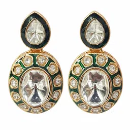 KARATCART Gold-Plated Stones Studded Meenakari Jewellery Set image 3