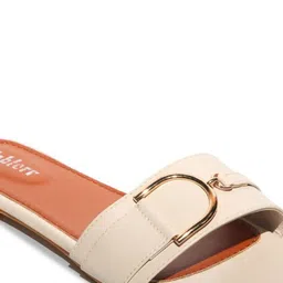 Koblerr Women Colourblocked Open Toe Flats with Buckles TB1502/CRM/37 image 3