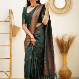 Snofi Creation Ethnic Motifs Zari Art Silk Handloom Kanjeevaram Saree-picture-23