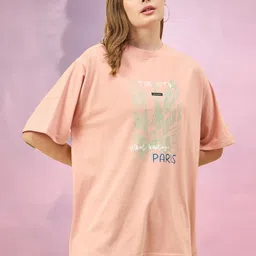 DressBerry Women Typography Printed Round Neck Oversized T-shirt-image-80