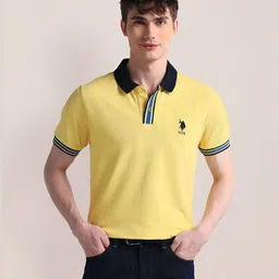 U.S. Polo Assn. Men Solid Polo Collar Cotton Slim Fit T-Shirt image 1