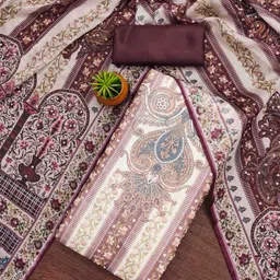 KIMISHA Floral Printed Beads and Stones Organza Unstitched Dress Material-image-9