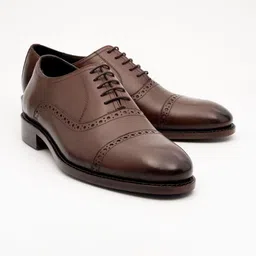 KOZASKO Goodyear Welted Semi Brogue Brown Captoe Oxfords image 4