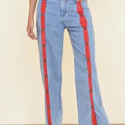 KATLINE Women Smart Straight Fit High-Rise Light Fade Stretchable Jeans-image-88