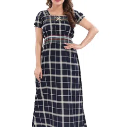 CINCO Women Checked Regular Maxi Nightdress-image-44