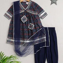 The Magic Wand Girls Floral Printed Regular Gotta Patti Pure Cotton Kurta with Pyjamas & With Dupatta-picture-25