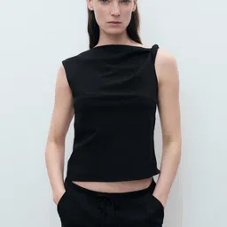 MANGO Asymmetric Draped Neck Top-picture-11