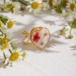 DIMPLERY 18K Gold Plated Stainless Steel Heart Shaped Finger Ring-picture-23